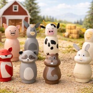 8 Hearth and Hand Magnolia Wooden Peg Farm Forest Animals Toys Woodland Critters